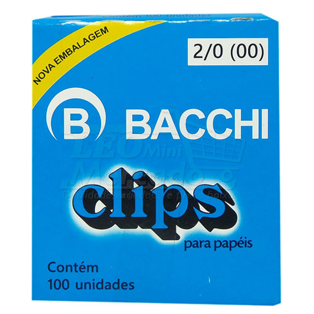 Clips Galvanizados 2/0 Bacchi c/ 100 Grampos - Pct c/ 10 cx