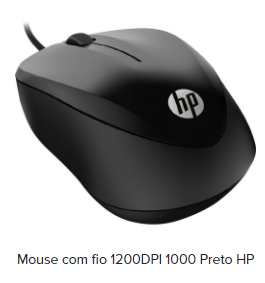 Mouse com fio 1200DPI 1000 Preto HP